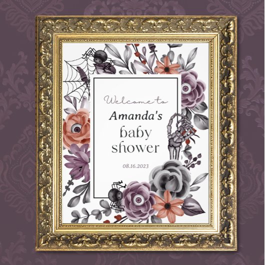 Halloween Babydusche, Begrüßungszeichen, blau Fotodruck