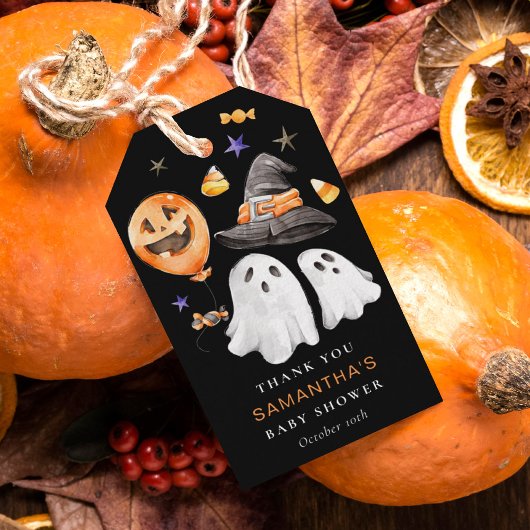 Halloween Babydusche Danke Black Geschenkanhänger
