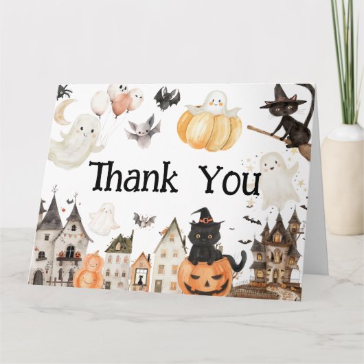 Halloween Babydusche Danke Karte (Vorderseite)