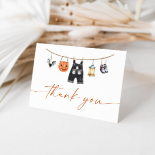 Halloween Babydusche Danke Karte, Little Boo