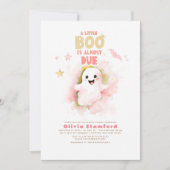 Halloween Babydusche ein wenig rosa Baby BOO Einladung (Vorderseite)