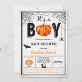 Halloween Babydusche Einladung. Es ist ein Junge Einladung (Vorderseite)