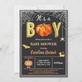 Halloween Babydusche Einladung. Schwarzes Gold Einladung (Vorderseite)