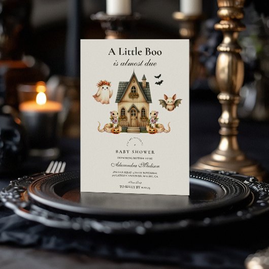 Halloween-Babydusche mit neutraler Cotgore Einladung