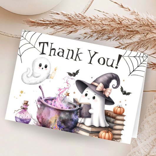 Halloween Babydusche Rosa geklappt Dankeschön Kart Dankeskarte