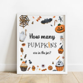 Halloween Babydusche schätzt wie viele Kürbis Poster