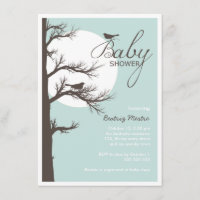 Halloween-Babyparty-blaues Brown-Vogel-Baum-Mond