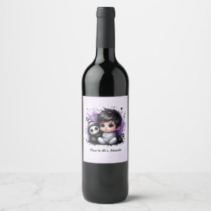 Halloween-Babyparty – Lila Gothic Baby Weinetikett