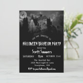 Halloween Bachelor Party Spuk House Einladung (Stehend Vorderseite)