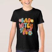Halloween Bad Witch Vibes Retro Groovy Typografie Tri-Blend Shirt (Vorderseite)