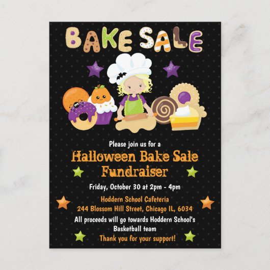 Halloween Bake Sale Fundraiser Einladung Postkarte (Vorderseite)