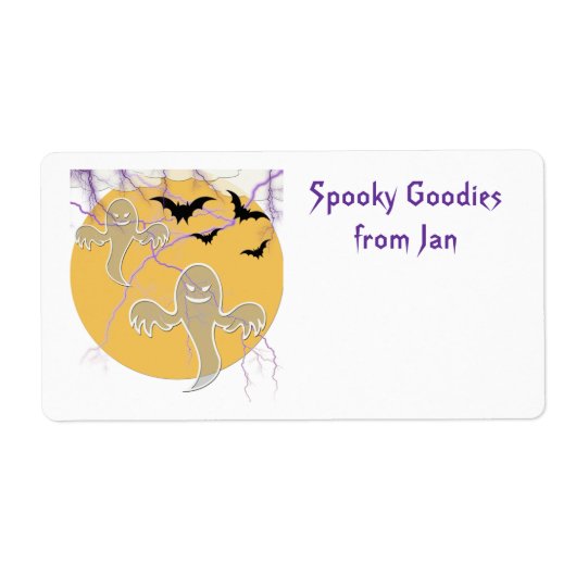 Halloween Baking oder Drink Mix Labels Geisterbats (Vorne)