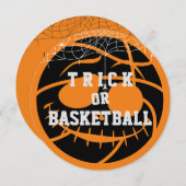 Halloween Ball Trick oder Basketball Geburtstag Einladung (Vorne/Hinten)