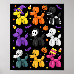 Halloween Ballon-Hunde-Kostenmuster Süß Gruselig Poster