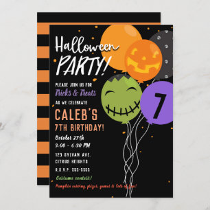 Halloween Balloons Festivals Niedliche Geburtstag  Einladung