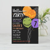 Halloween Balloons Festive Fun Niedliche Geburtsta Einladung (Stehend Vorderseite)