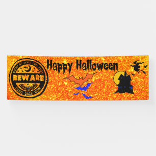 Halloween Banner   Glitzer Spuk House Hexe