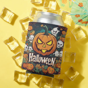 Halloween-Banner mit Kürbissen und Geistern -  Dosenkühler