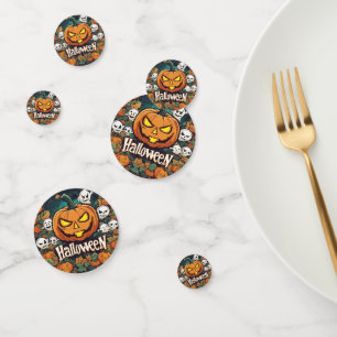 Halloween-Banner mit Kürbissen und Geistern - Konfetti