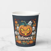 Halloween-Banner mit Kürbissen und Geistern - Pappbecher (Rückseite)