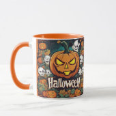 Halloween-Banner mit Kürbissen und Geistern -  Tasse (Links)