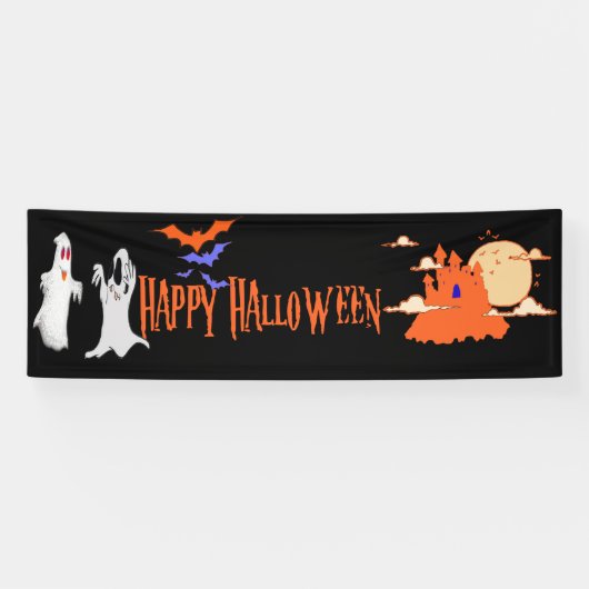 Halloween Banner | Spuk Haus, Fledermäuse, Geister (Horizontal)