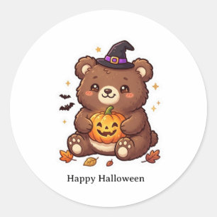 Halloween-Bär gruselige Herbst-Illustration Aufkle Runder Aufkleber