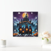Halloween-Bären feiern mit Jack-o'-Laternen Quadratische Wanduhr (Zuhause)