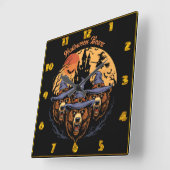 Halloween-Bären in Hexenhüten in der Nacht Quadratische Wanduhr (Winkel)