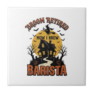 Halloween-Barista-Shirt Lustiger Hexe-Kaffee-Wortw Fliese