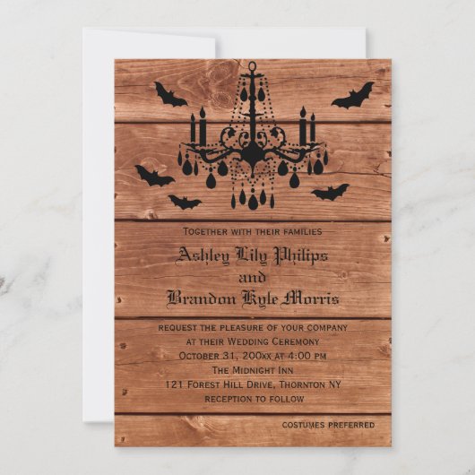 Halloween Barn Chandelier Weditation Einladung (Vorderseite)