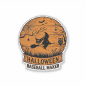 Halloween Baseball Maker Fliegende Hexe Holzmond Aufkleber (Vorderseite)