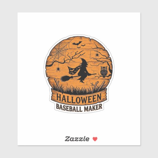 Halloween Baseball Maker Fliegende Hexe Holzmond Aufkleber (Blatt)