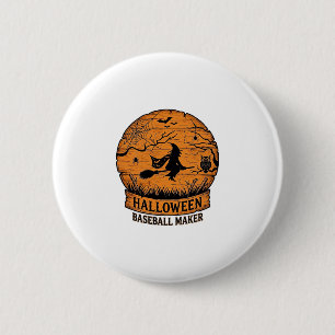Halloween Baseball Maker Fliegende Hexe Holzmond Button