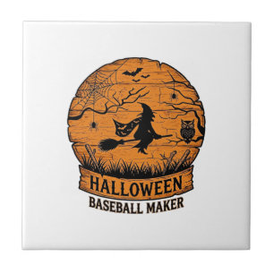 Halloween Baseball Maker Fliegende Hexe Holzmond Fliese