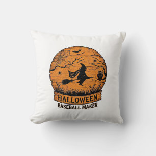 Halloween Baseball Maker Fliegende Hexe Holzmond  Kissen