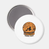 Halloween Baseball Maker Fliegende Hexe Holzmond Magnet (Vorderseite/Rückseite)