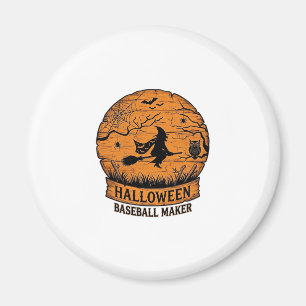 Halloween Baseball Maker Fliegende Hexe Holzmond Magnet