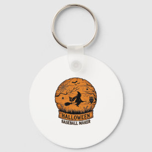 Halloween Baseball Maker Fliegende Hexe Holzmond  Schlüsselanhänger