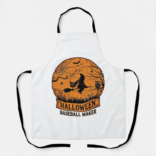 Halloween Baseball Maker Fliegende Hexe Holzmond Schürze (Vorderseite)