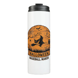 Halloween Baseball Maker Fliegende Hexe Holzmond  Thermosbecher