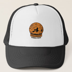 Halloween Baseball Maker Fliegende Hexe Holzmond  Truckerkappe