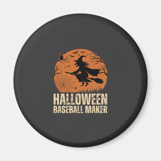 Halloween Baseball Maker Vintage Hexen Grafik Magnet (Vorne)
