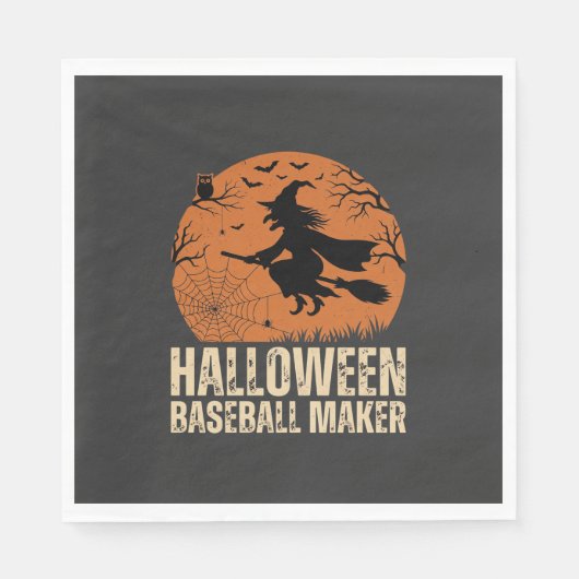Halloween Baseball Maker Vintage Hexen Grafik Serviette (Vorderseite)