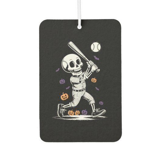 Halloween Baseball Skeleton Hitting Autolufterfrischer (Vorderseite)
