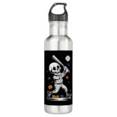 Halloween Baseball Skeleton Hitting Edelstahlflasche (Vorderseite)