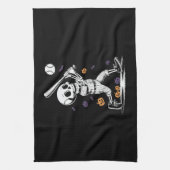 Halloween Baseball Skeleton Hitting Geschirrtuch (Vertikal)