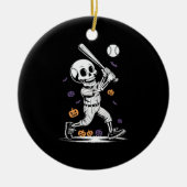 Halloween Baseball Skeleton Hitting Keramik Ornament (Vorne)