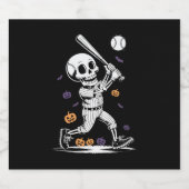 Halloween Baseball Skeleton Hitting Schaumweinetikett (Einzelnes Label)