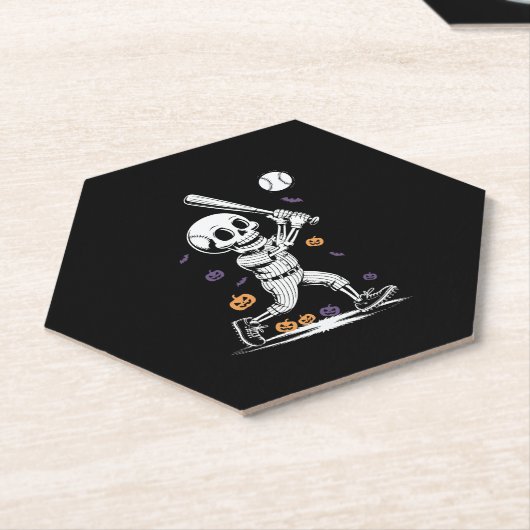 Halloween Baseball Skeleton Hitting Untersetzer (angewinkelt)